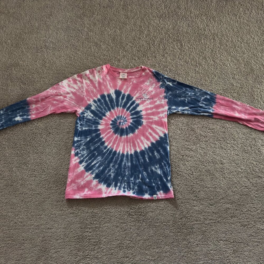 Womens Tie-Dye Simply Southern Long Sleeve T-Shirt Size Medium